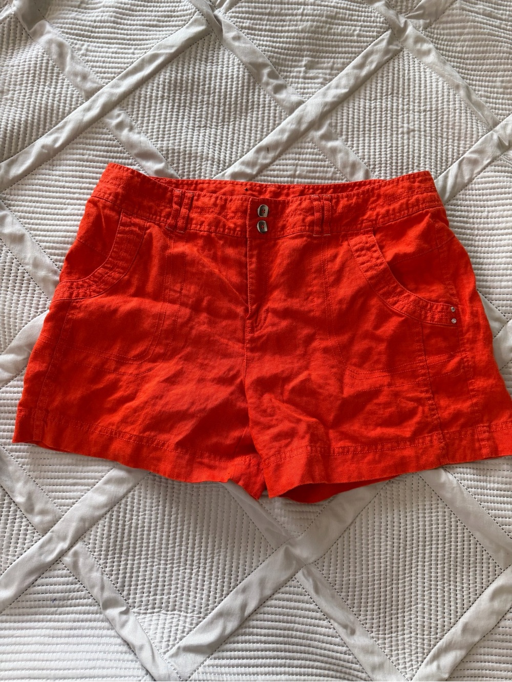 INC International Concepts Bright Orange High-Rise Linen-Blend Shorts